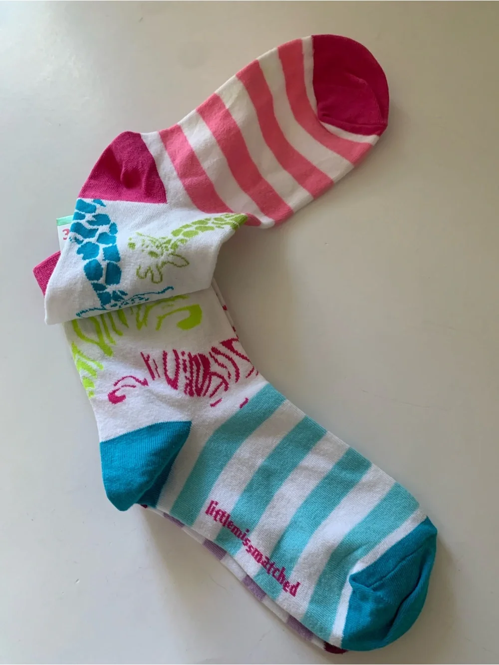 NWT LittleMissMatched Set of 3 Single Colorful Socks - Animals / Giraffe / Zebra